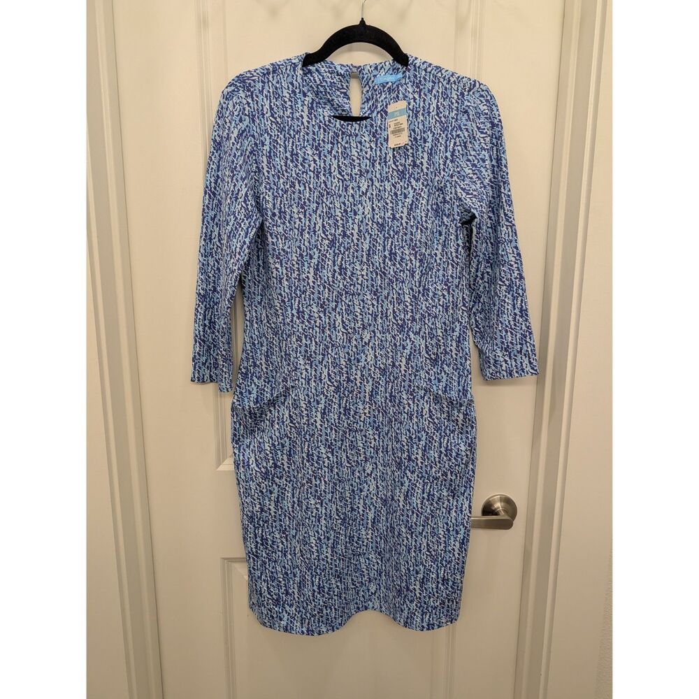 NWT J. McLaughlin Catalyst Blue Abstract Pocket Dress Small